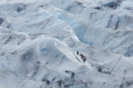 Walking in a white river 