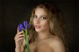  Girl with iris flowers 