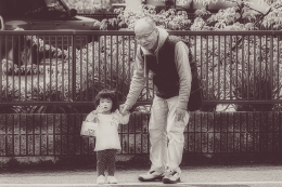 an old man and his granddaughter 