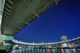 Illuminated Arena with Spiral Viaduct 