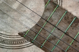 Guitar with broken strings 