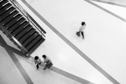 Walking  around the stairs 