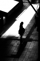 Girl in light of dusk  