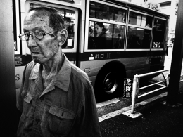 at the bus stop 