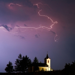 Church in storm 