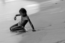 playing in the beach 