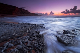 Frisky waves at sunset 