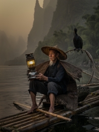 Cormorant fisherman, a quasi studio portrait 