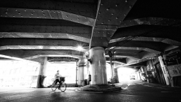 Sight under the girders of railway 