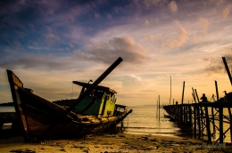 The boats stranded 