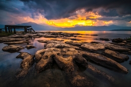 Kerinci lake in the dark 