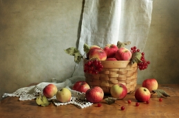 With apples 