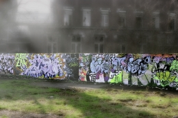 Street art in the mist 