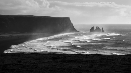 Black beach and black rocks 