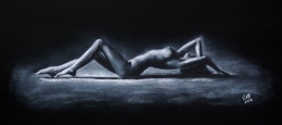 Study with white chalk on black cardboard 