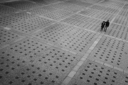 Couple in a sea of dots 