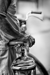 Old man with his old bike 