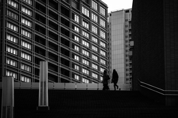 Between buildings 