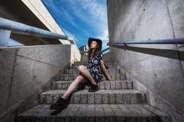 Woman sitting on the stairs 