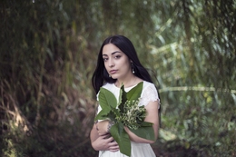 Patrícia with flowers 