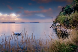 boat at sunset 