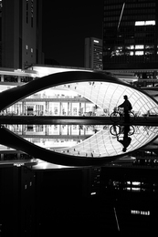 Bicycle Silhouette on Glassy Waters 